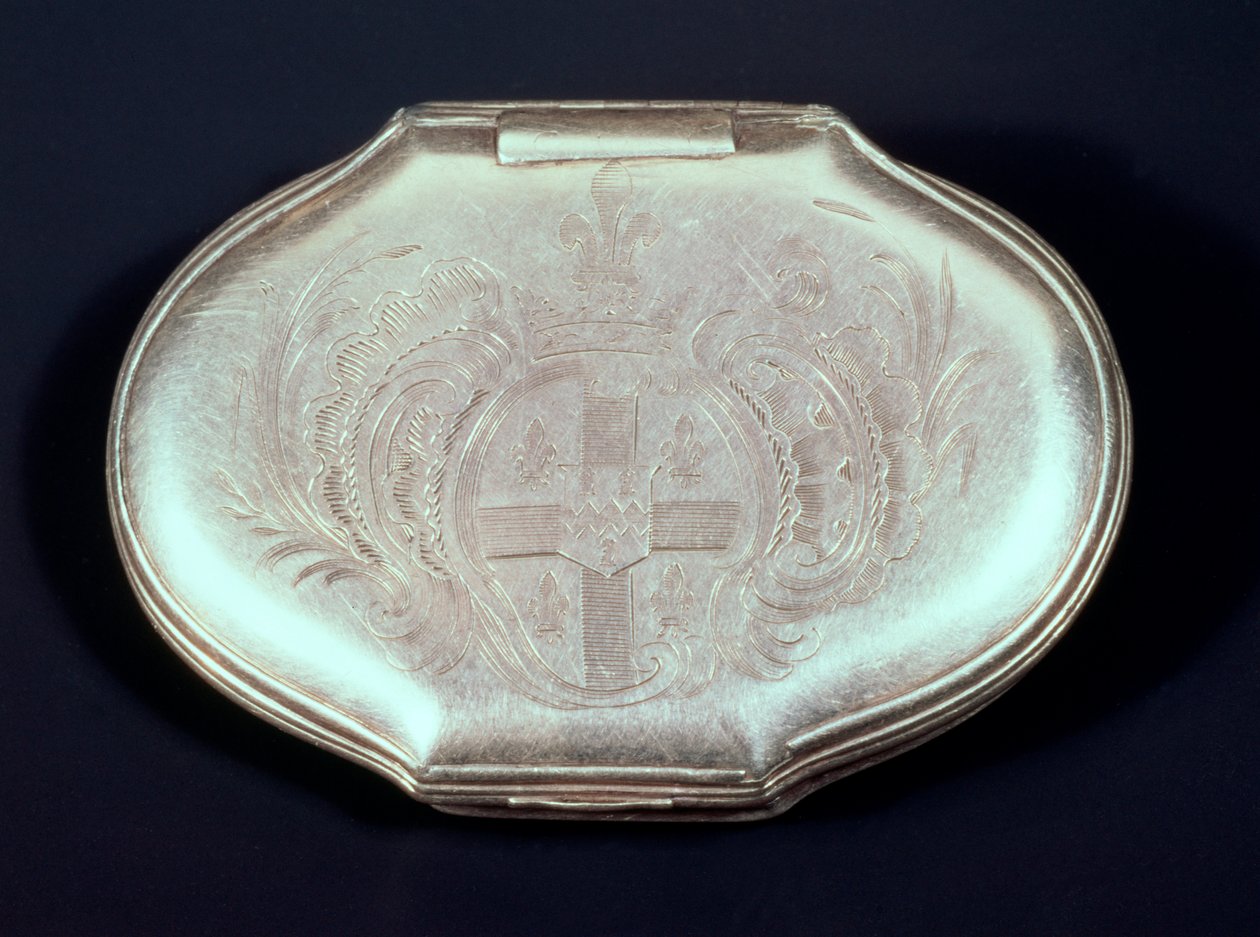 Snusdåse præget med et våbenskjold, ca. 1820 (sølv) af French School