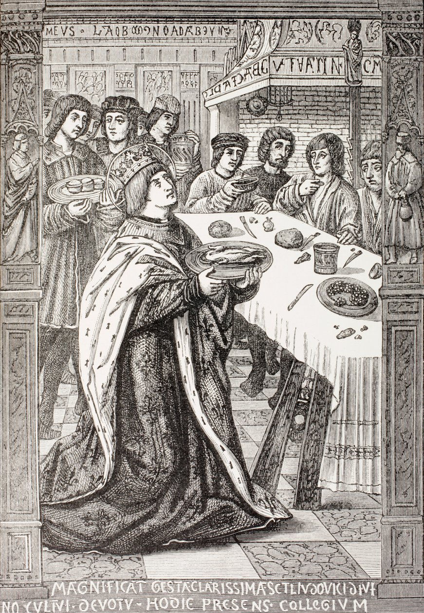 St. Louis, der serverer et måltid til de fattige, fra 