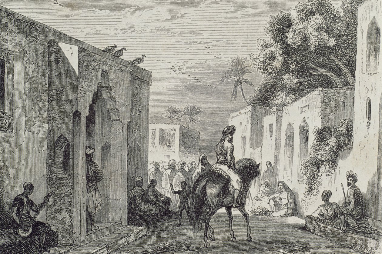 Gade i en Zanzibar-by, 1860