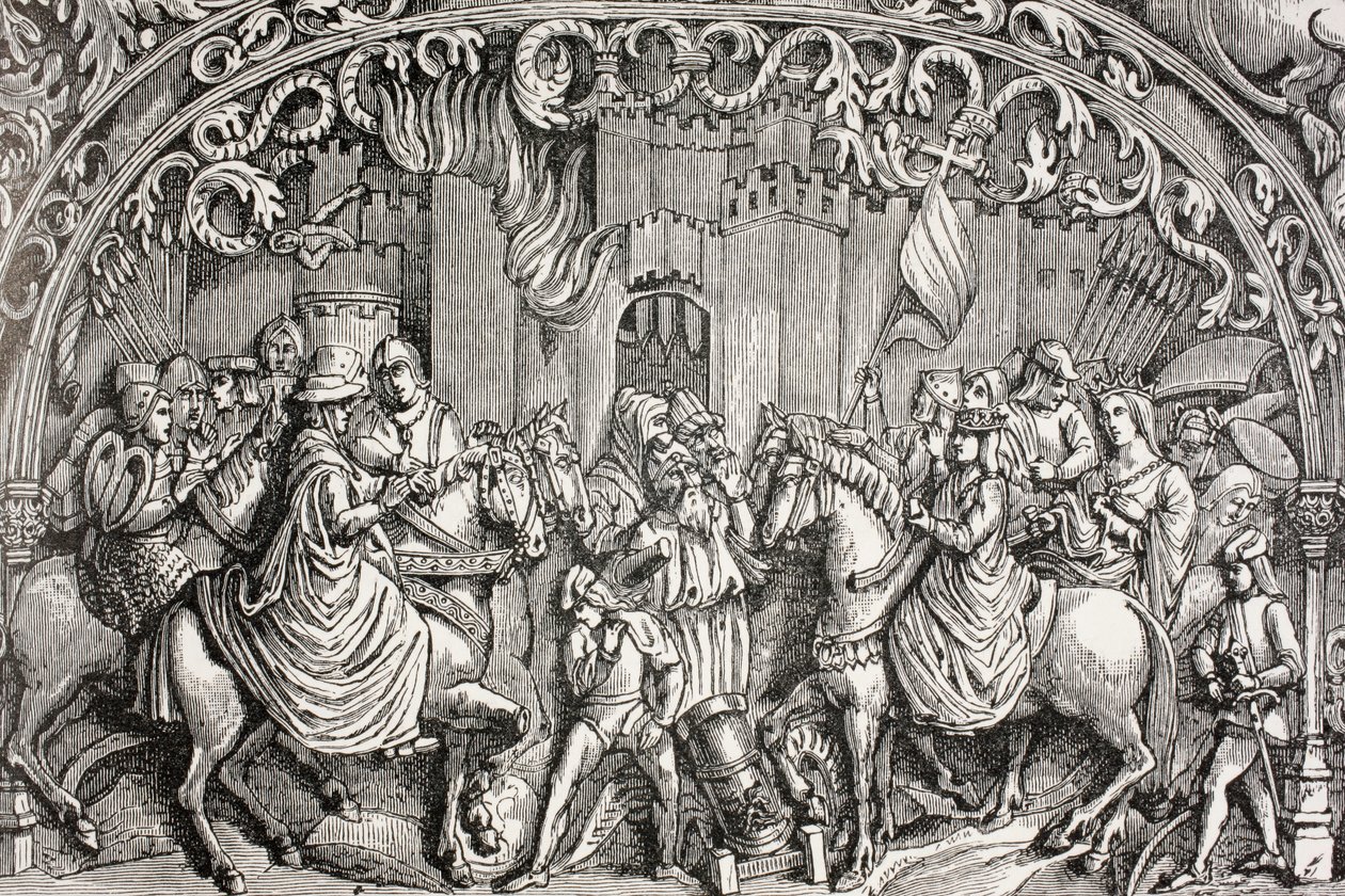 Overgivelse af Montefrio nær Granada, Spanien i 1486, fra 