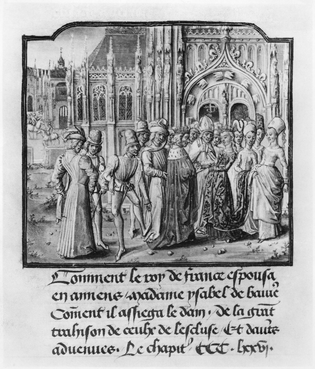 T.2 fol.311v Ægteskab med Charles VI (1368-1422) konge af Frankrig og Isabella af Bayern (1371-1435) i Amiens, fra Froissarts Krønike, 1472 af French School