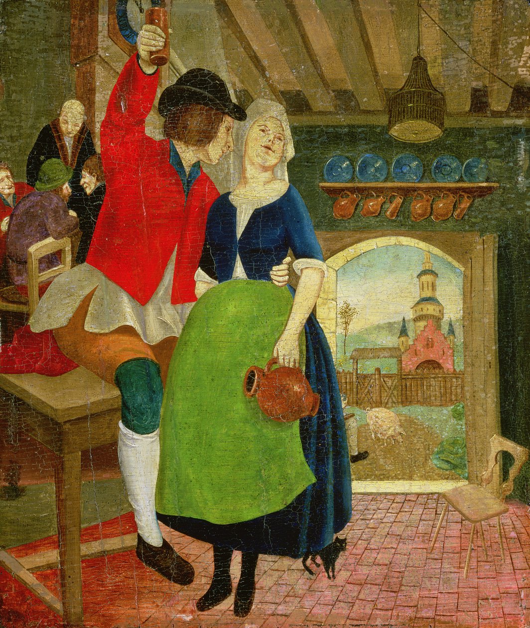 Tavernscene (tempera på panel) af French School