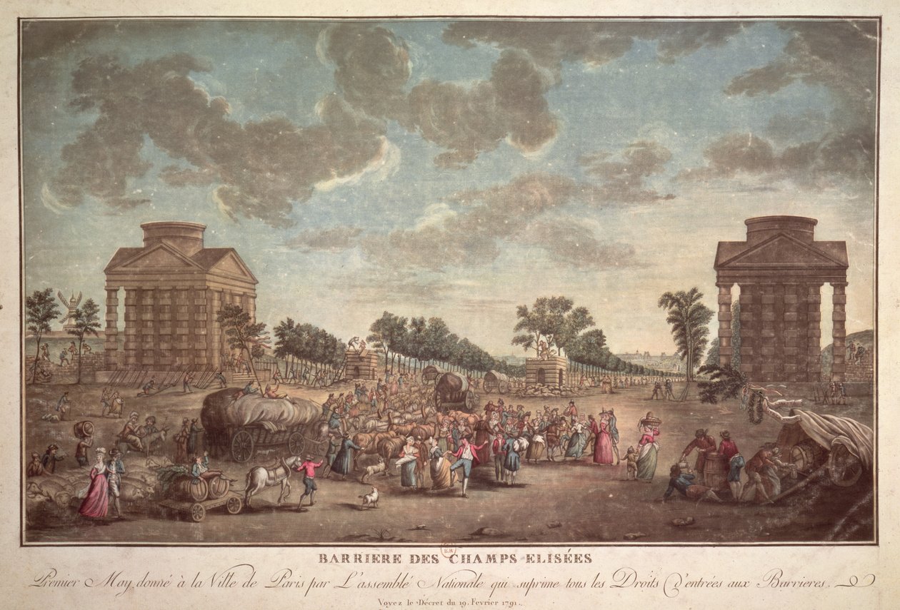 Barrieren ved Champs Elysees. Undertrykkelsen af retten til indrejse til Paris i 1790 af French School
