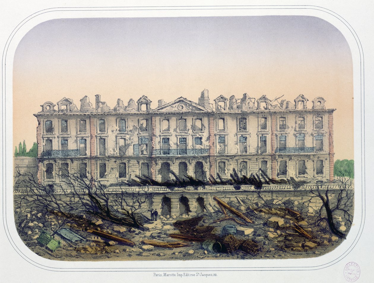 Chateau de Meudon bombarderet af preussiske tropper i 1870, ca.1871 af French School