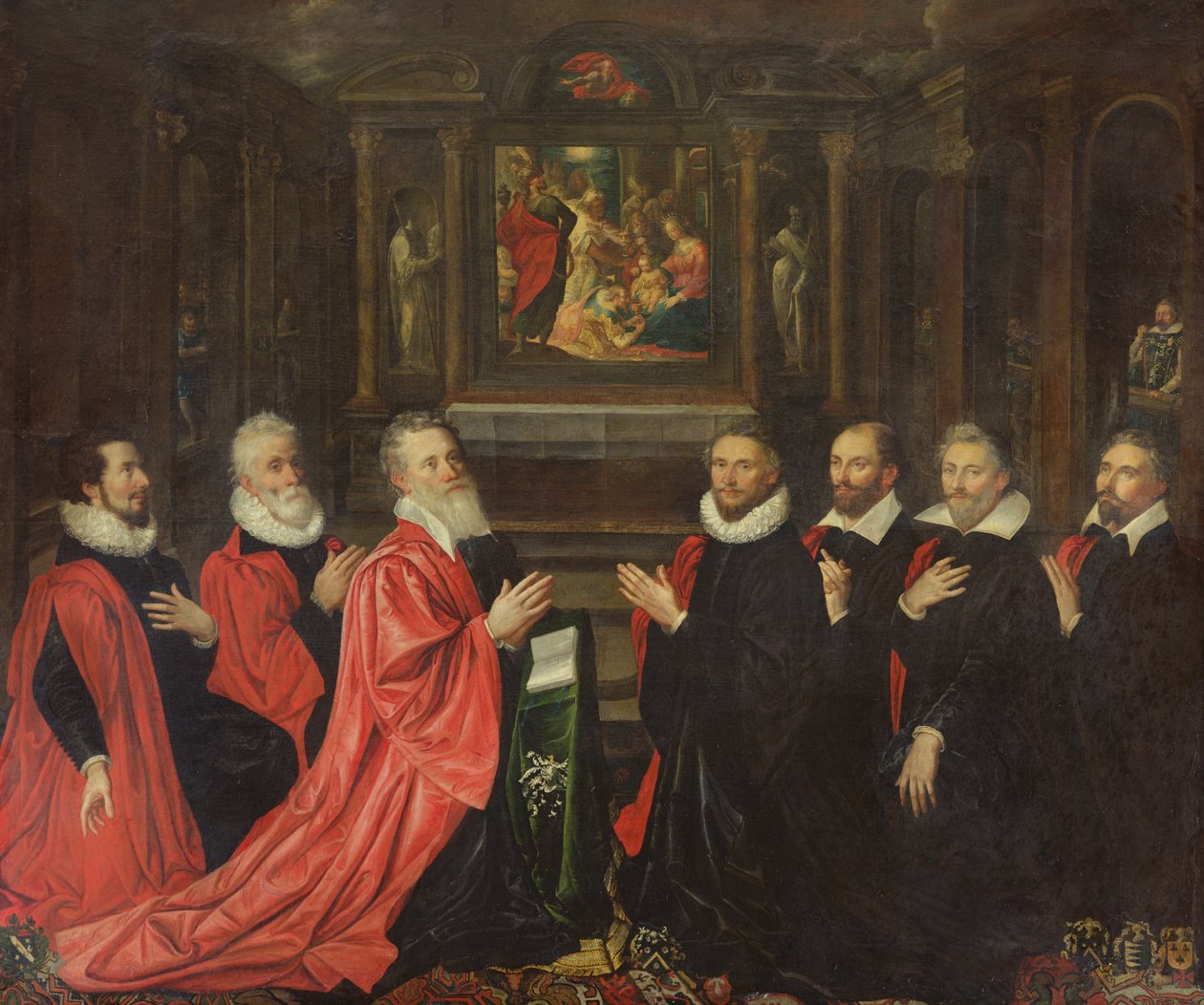 Corps de Ville beder foran en altertavle af fødselaren, 1614 af French School