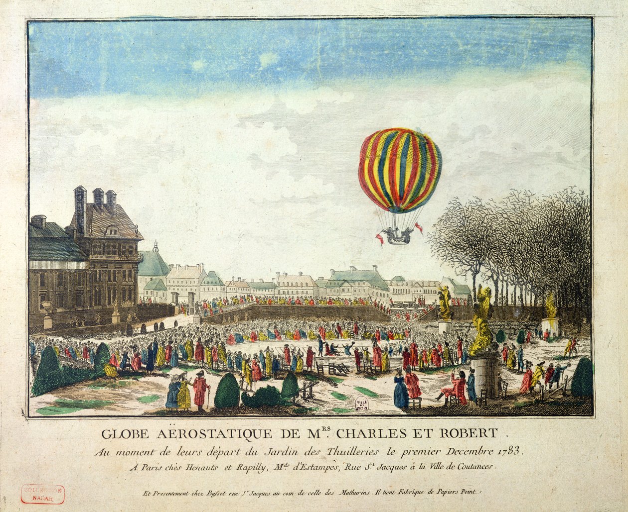 Jacques Charles (1746-1823) og Nicholas Roberts (1761-1828) flugt fra Jardin des Tuileries, 1. december, 1783 af French School