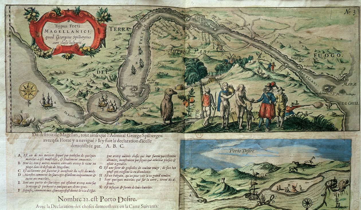 Flotillen af admiral Joris van Spilbergen (ca. 1568-1620) krydser Magellan-strædet af French School