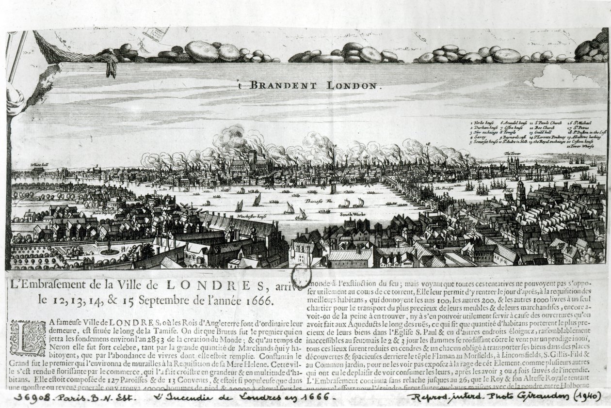 Den store brand i London i 1666 af French School