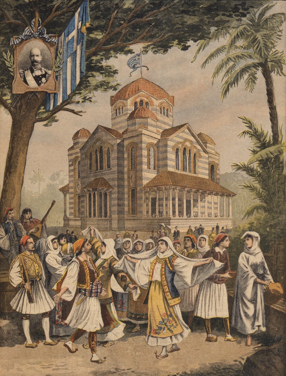 Den græske pavillon på verdensudstillingen i 1900, Paris, illustration fra Le Petit Journal, 6. maj 1900 af French School