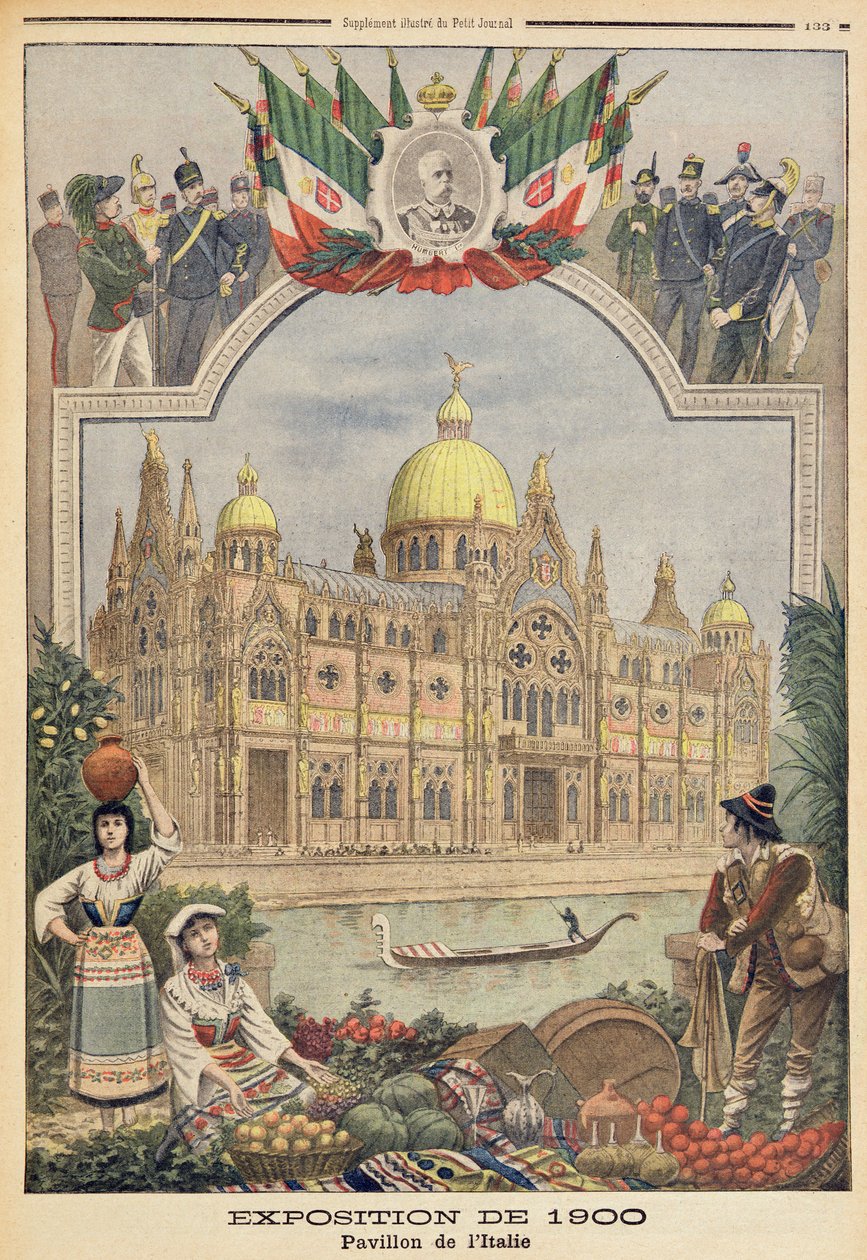 Den italienske pavillon på verdensudstillingen i 1900 i Paris, illustration fra "Le Petit Journal", 29. april 1900 af French School