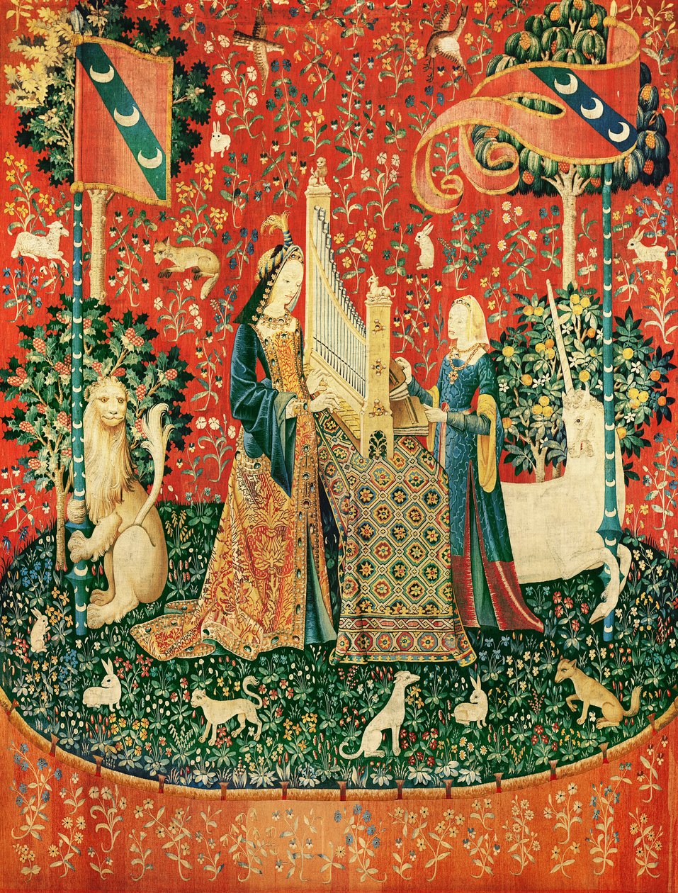 The Lady and the Unicorn: Hearing (tapet) af French School