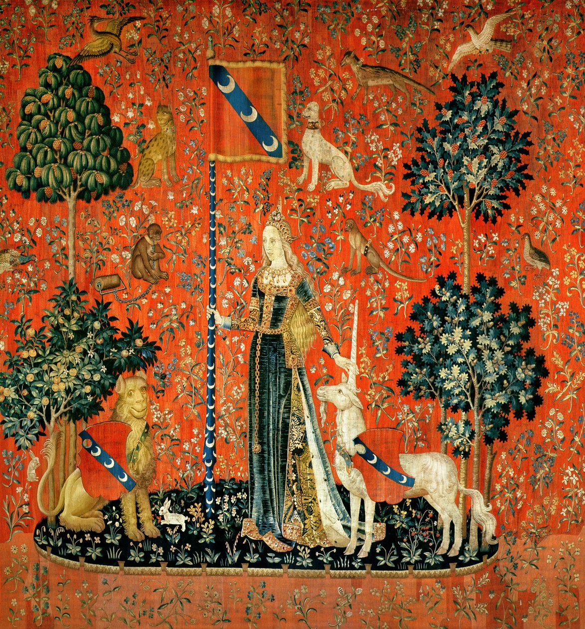 The Lady and the Unicorn: Touch (tæppe) af French School