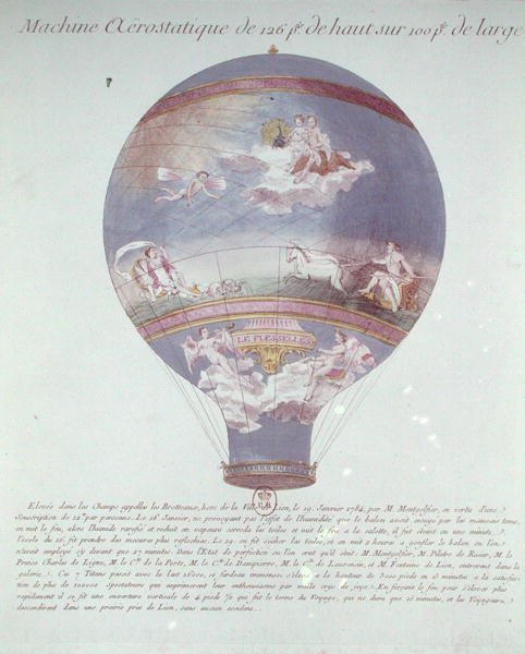 Montgolfier Brothers Balloon Experiment i Lyon, 19. januar 1784, ca. 1784 af French School