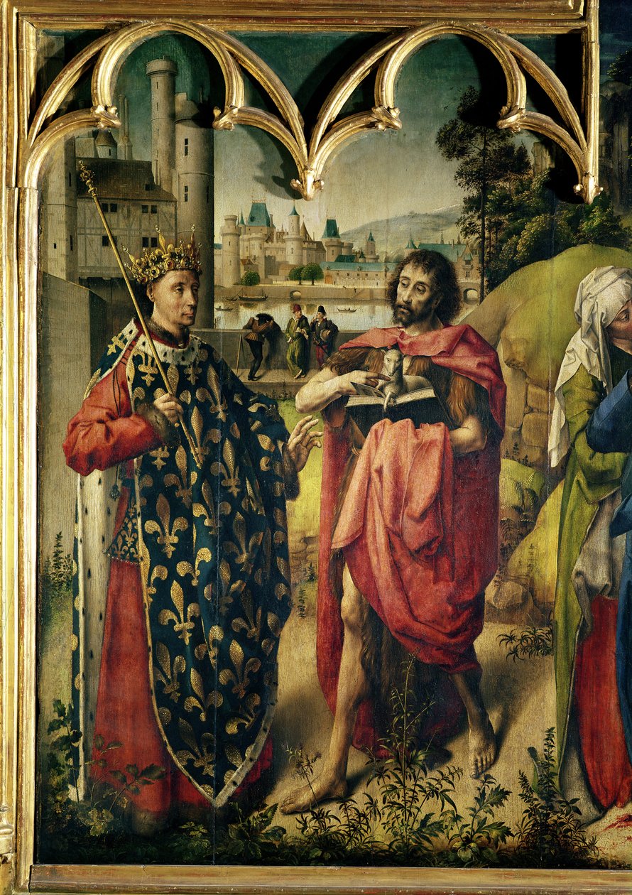 Parlamentet i Paris altertavle, detalje af St. Louis og St. John the Baptist af French School