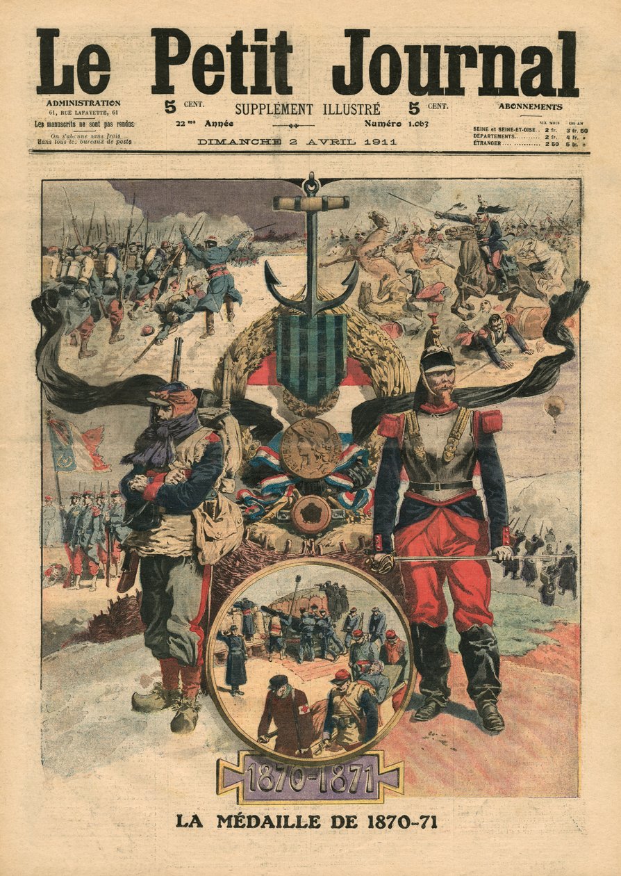 Overrækkelse af medaljen for krigere 1870-71, illustration fra "Le Petit Journal", supplement illustre, 2. april 1911 af French School