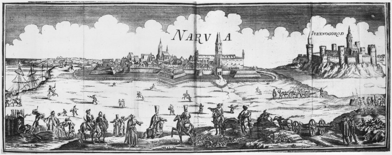 Den russiske hær belejrede Narva i 1700 af French School