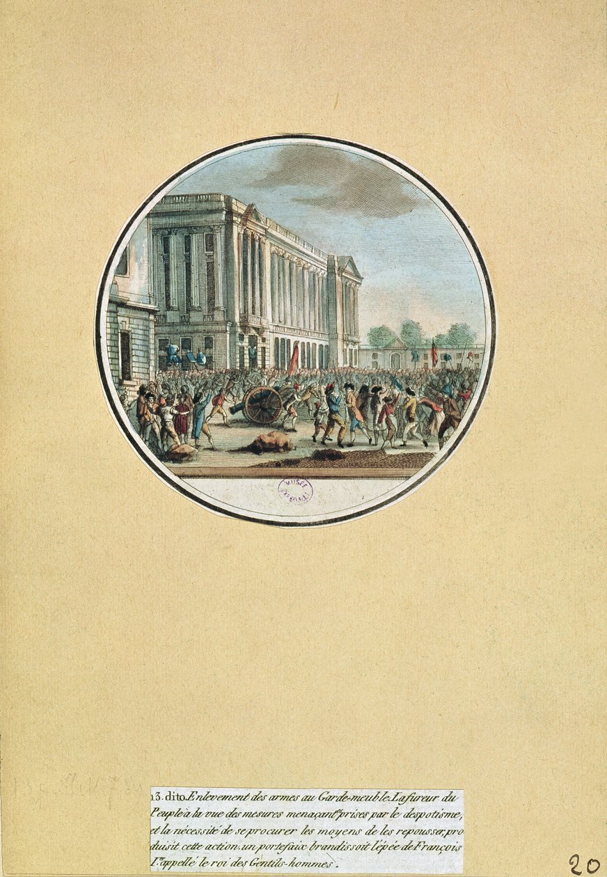Våbenbeslaglæggelsen fra Garde-Meuble de Paris, 13. juli 1789 af French School