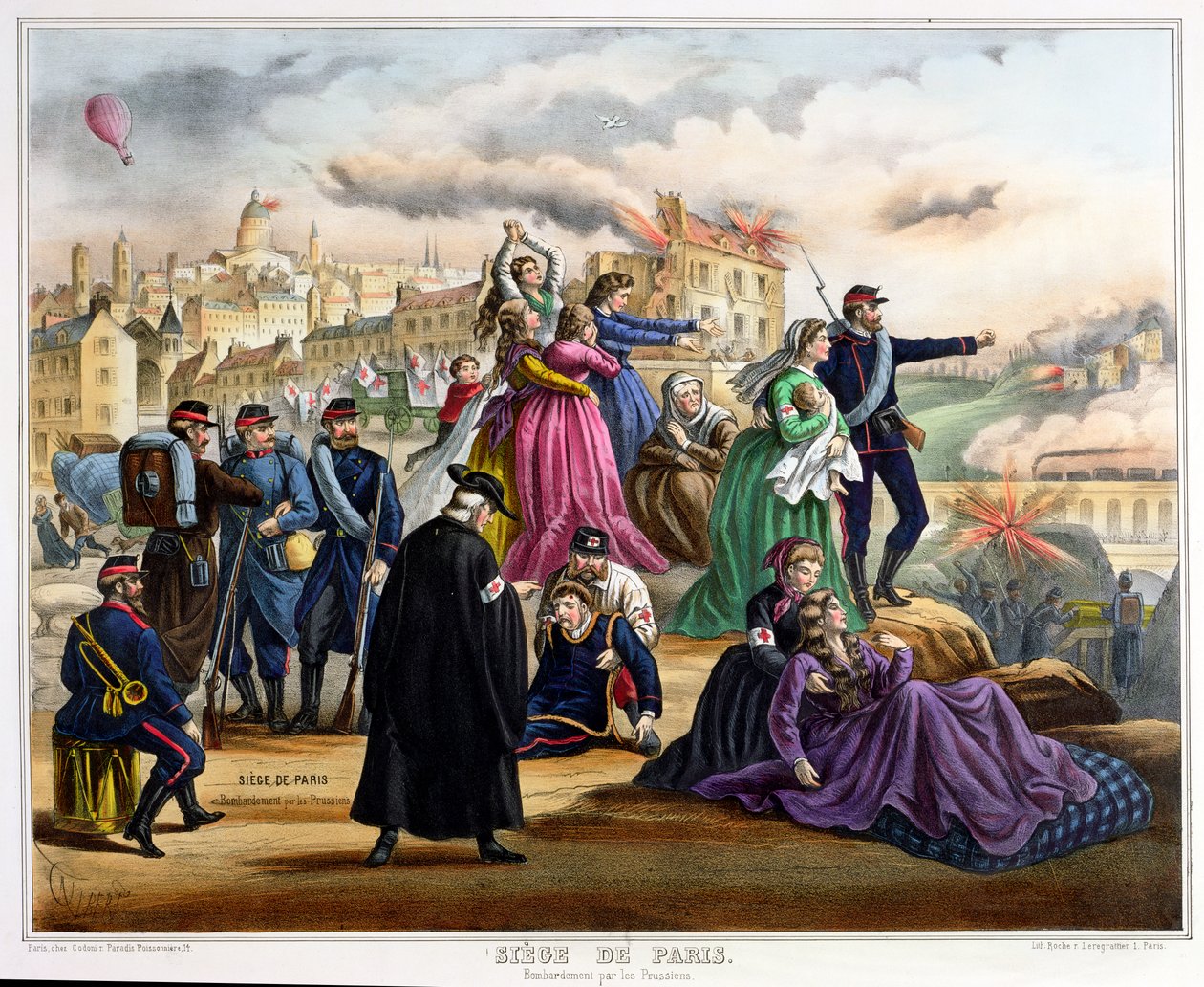 Belejringen af Paris. Preussernes bombardement, 1870-71 af French School