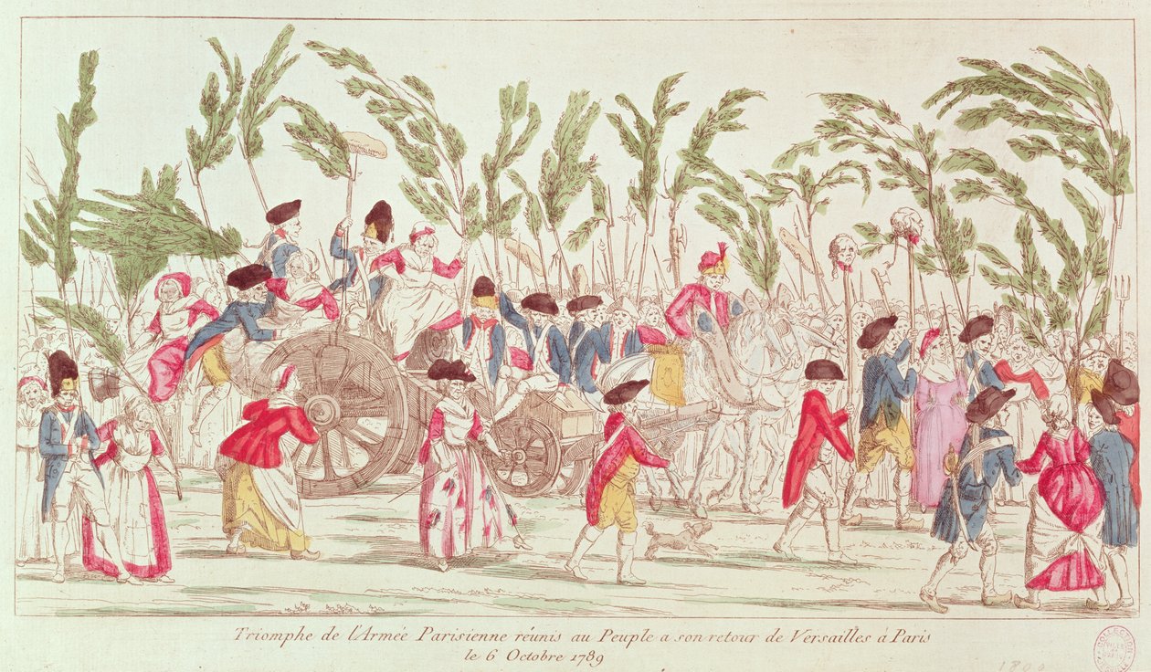 Den triumferende parisiske hær vender tilbage til Paris fra Versailles, 6. oktober 1789 af French School