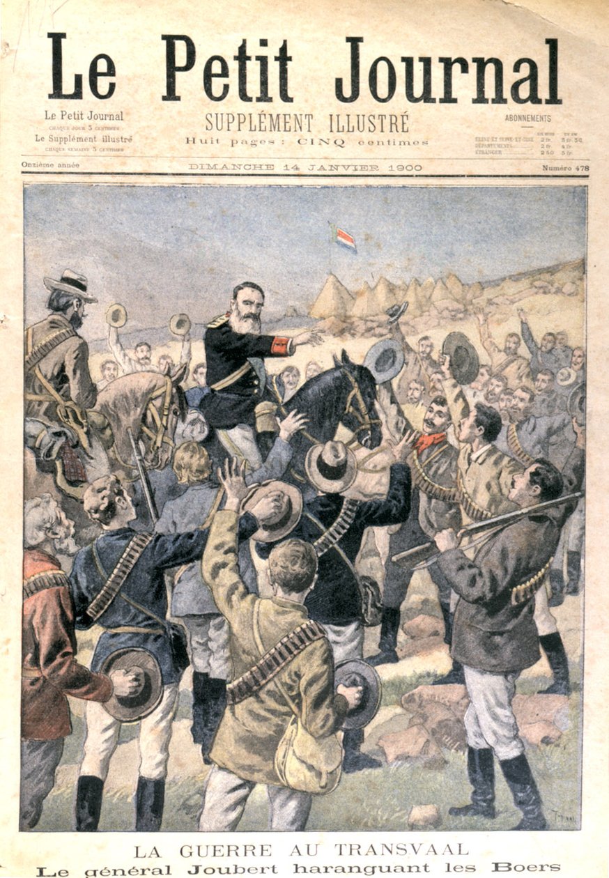The War in the Transvaal: General Joubert (1831-1900) opmuntrer boerne, fra 