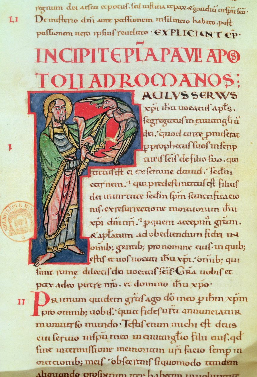 Titelblad til Sankt Pauls brev til romerne af French School