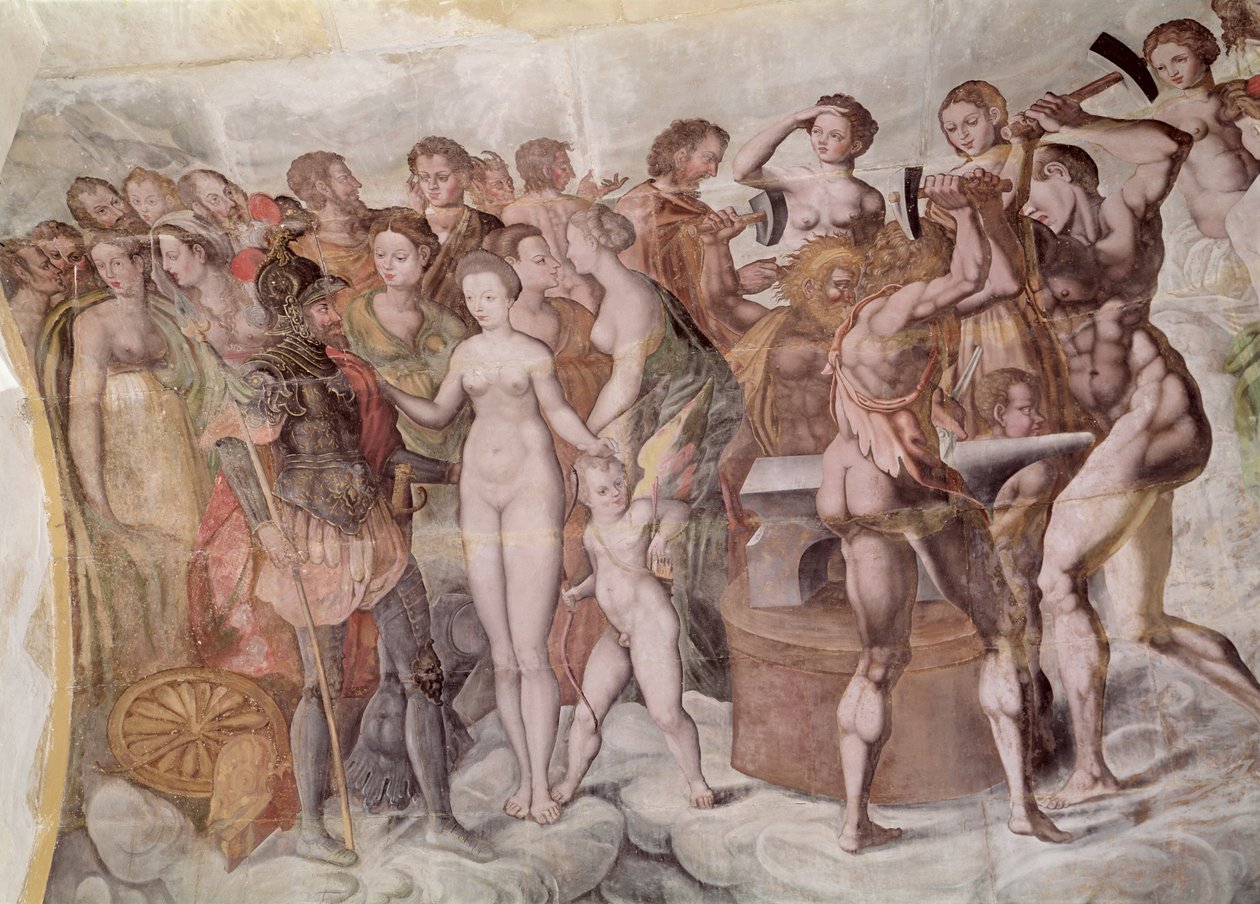 Tour de la Ligue. Medlemmer af Medici-domstolen som guderne på Olympus (vægmaleri) (detaljer) af French School