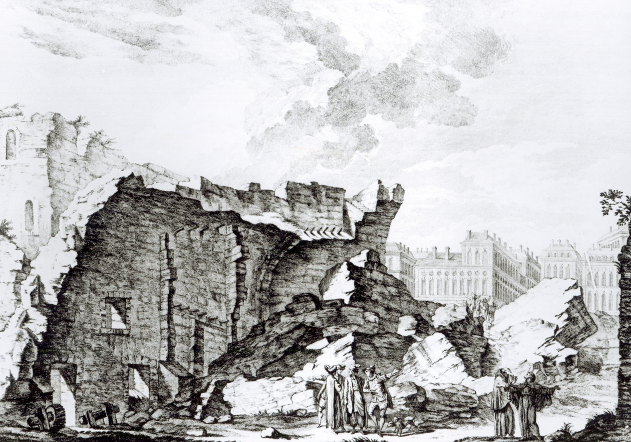 Tower of San Roque, Lissabon efter jordskælvet i 1755 af French School