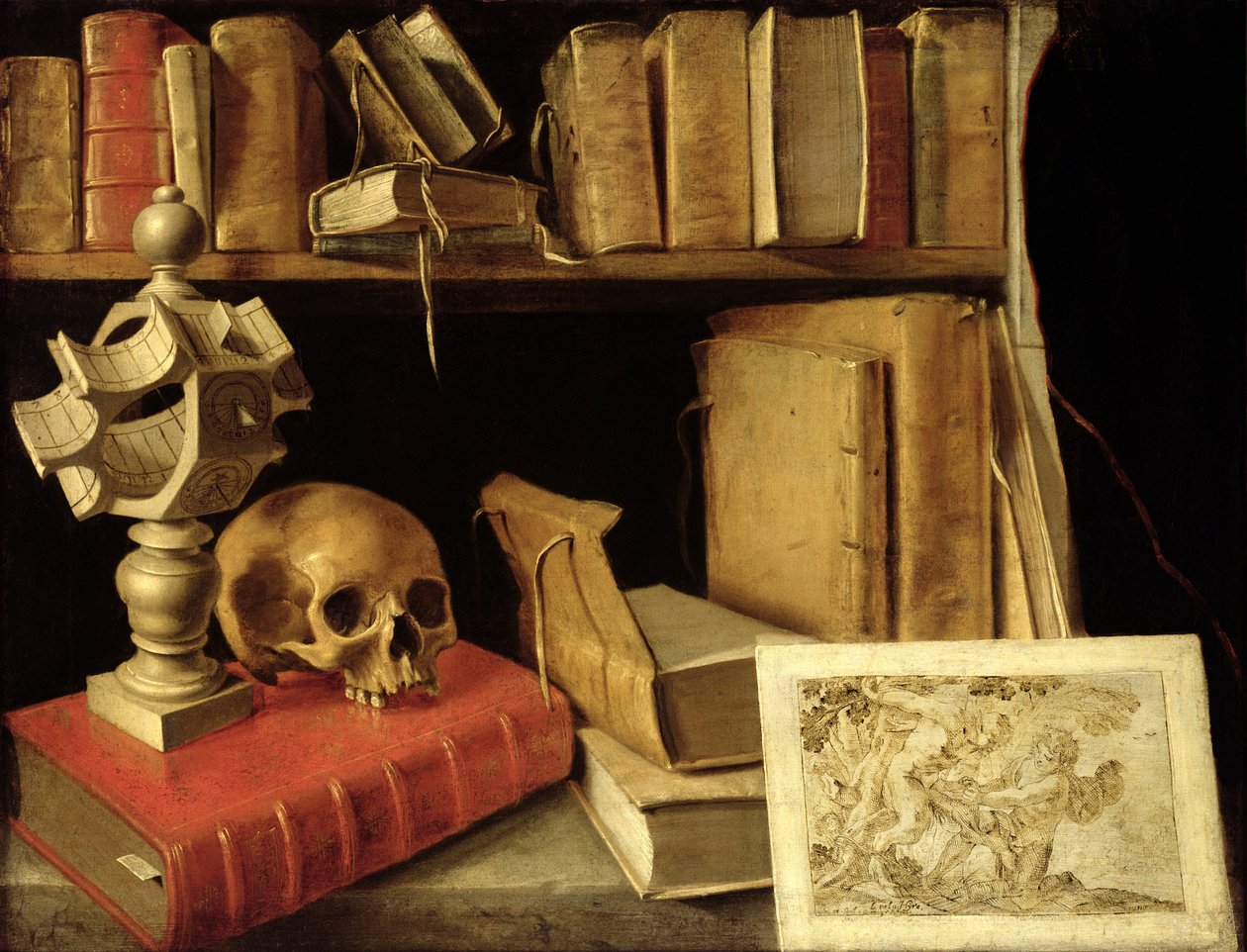 Vanitas med et solur, c.1626-40 af French School