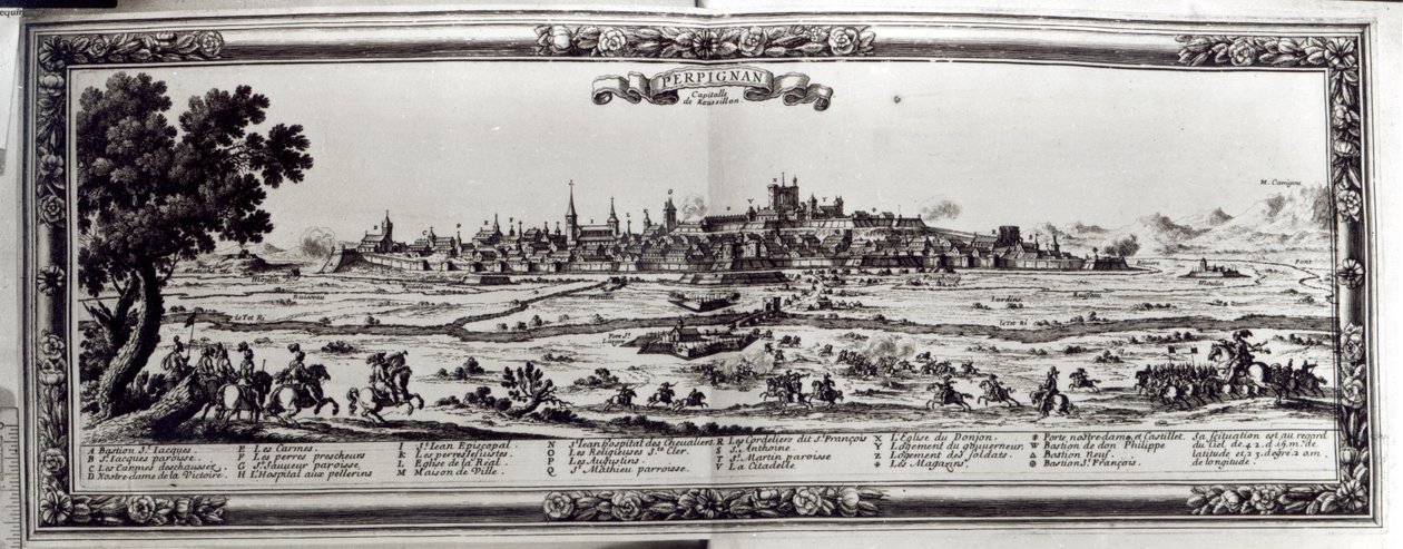 Udsigt over Perpignan, Sydfrankrig, ca. 1645 af French School