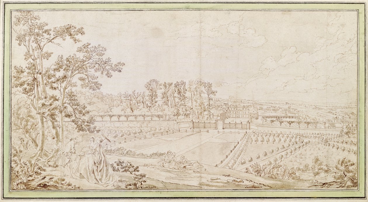 Udsigt over Chateau of Celle-Saint-Cloud, ca. 1750 af French School