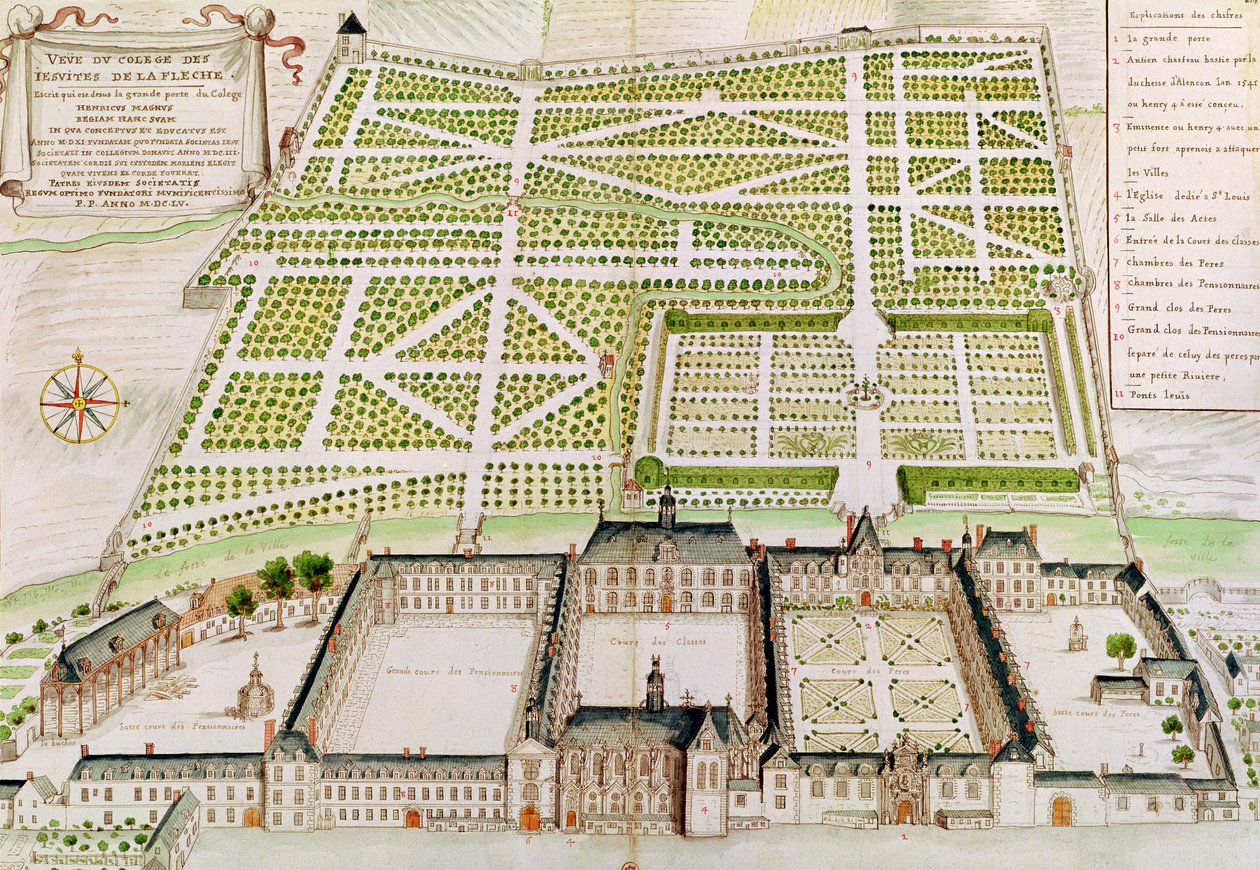 Udsigt over Jesuit College i La Fleche, 1655 af French School
