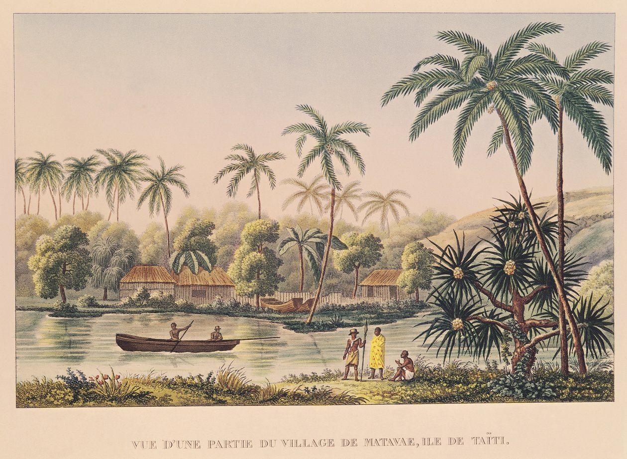 Village of Matavae, Tahiti, illustration fra 
