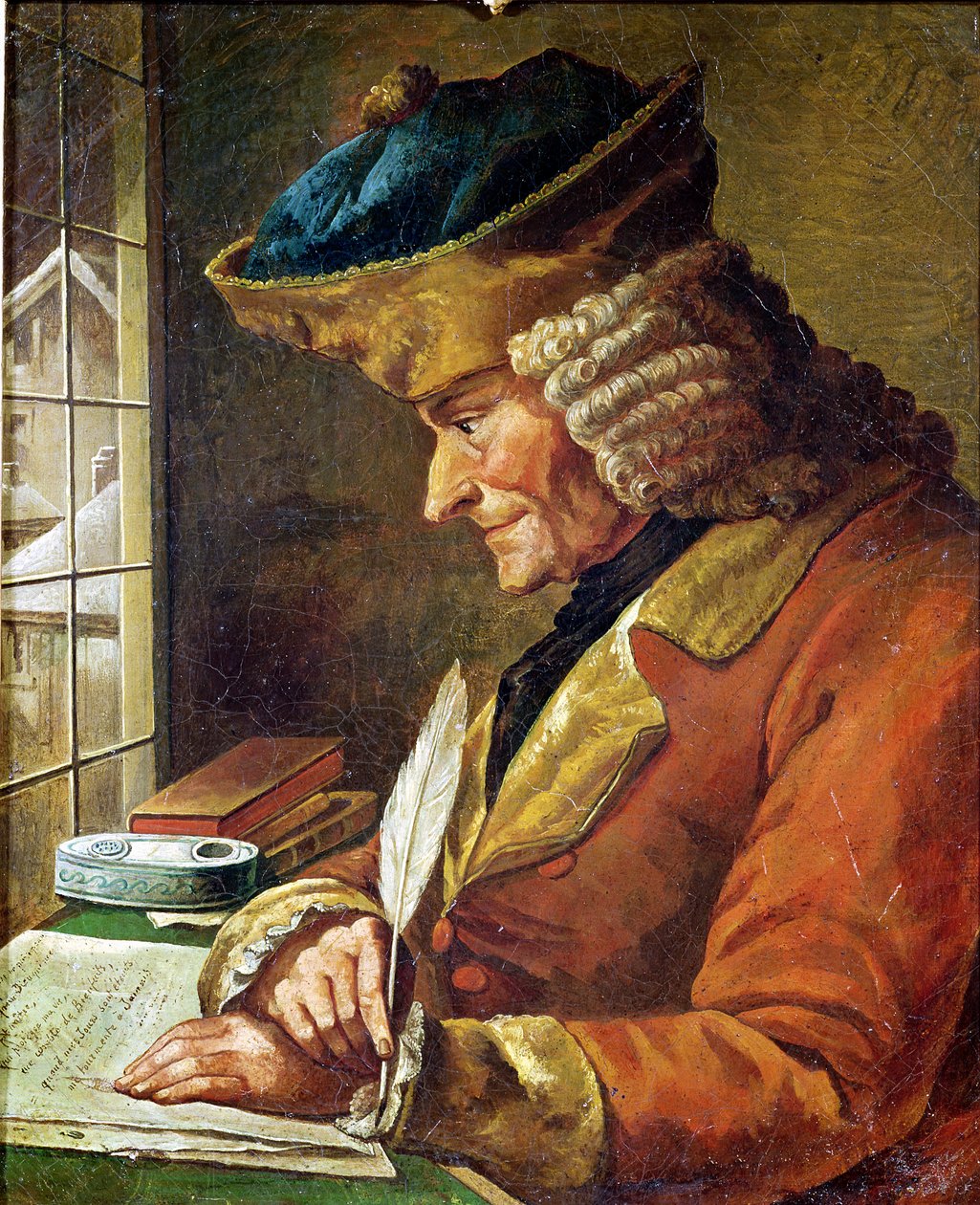 Voltaire (1694-1778) i sit studie af French School