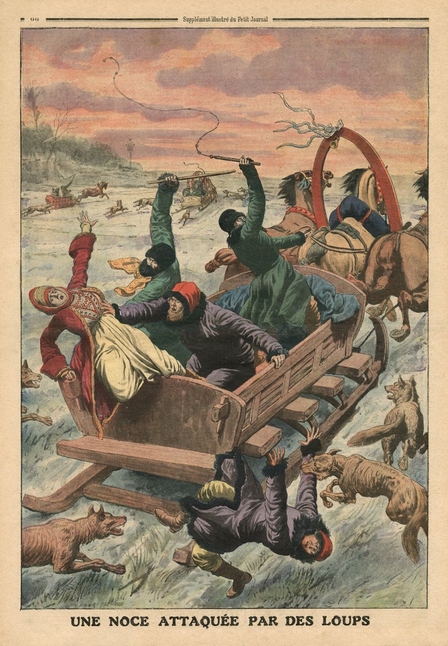 Bryllupsfest angrebet af ulve, illustration fra 