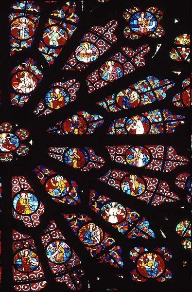 Vestre Rosenvindue, detalje fra Den hellige Jomfru Marias død, ca. 1270 (se også 220813) af French School