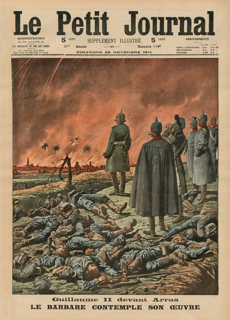 Wilhelm II foran Arras, barbaren, der overvejer sit arbejde, forsideillustration fra 