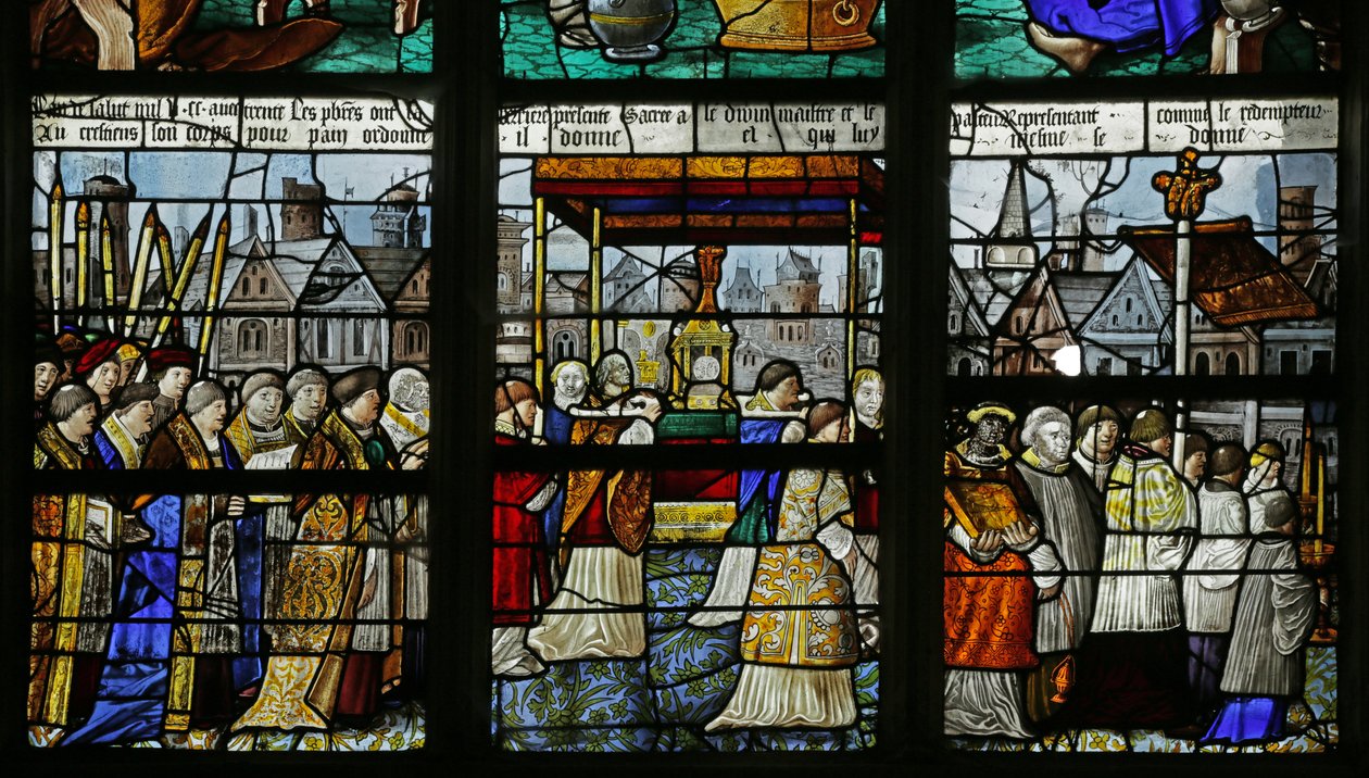 Vindue, der viser en procession af det hellige sakramente, detalje fra 2921654, 1530 af French School
