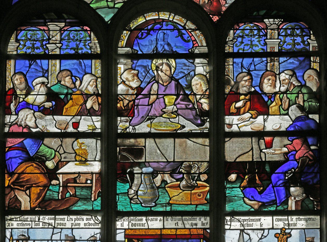 Vindue, der viser den sidste nadver, detalje fra 2921654, 1530 af French School