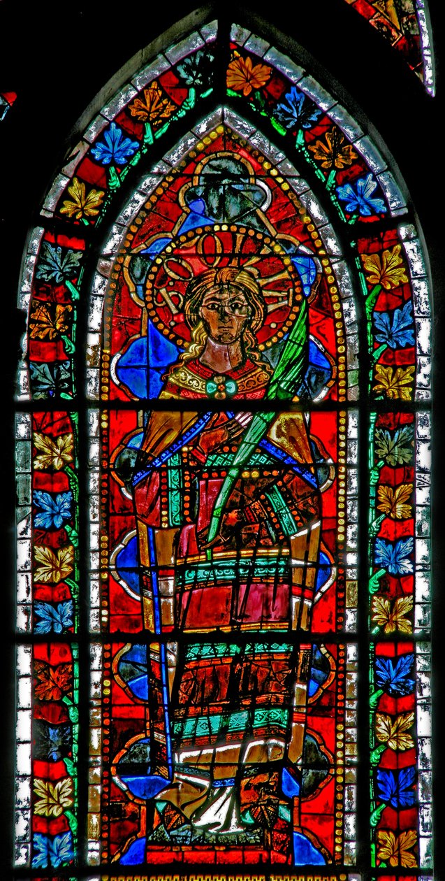 Vindue w202, der viser St Odile (farvet glas) af French School