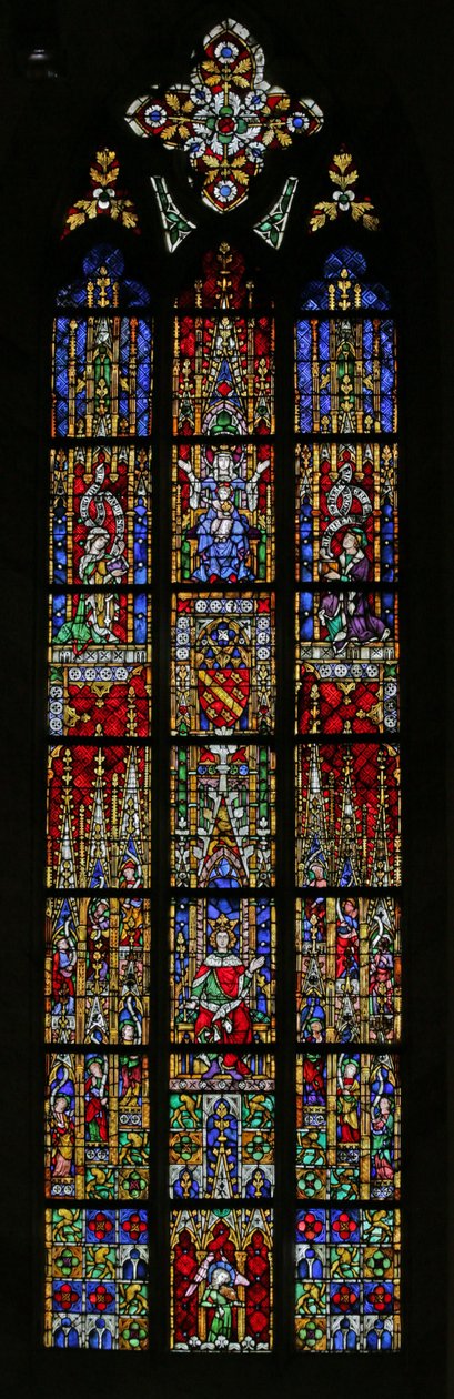 Vindue, der viser Salomon på tronen, ca. 1320, 14.-20. århundrede (for det meste moderne) af French School