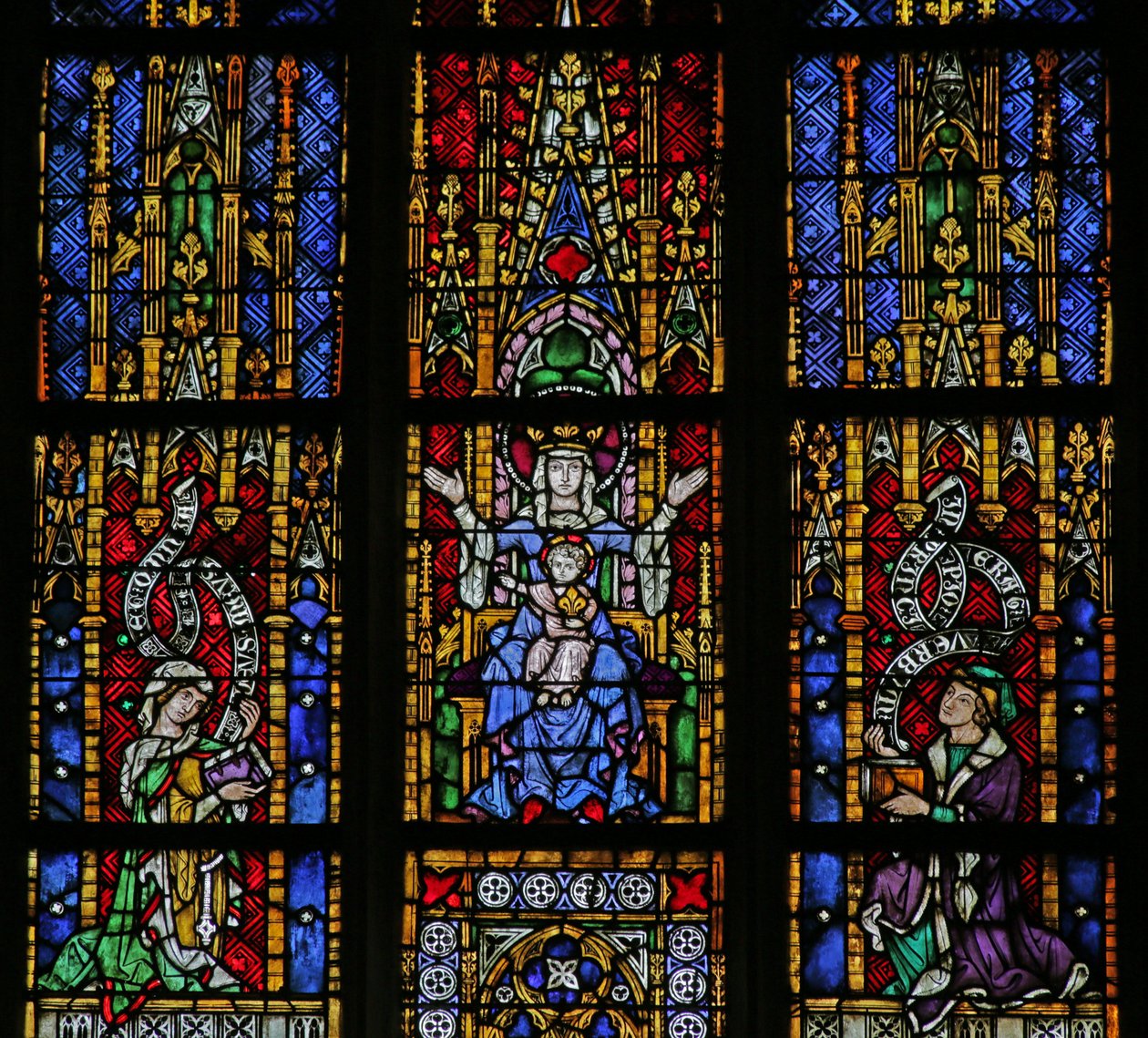 Vindue af Jomfru og Barn med donorer, ca. 1320, 14.-20. århundrede af French School