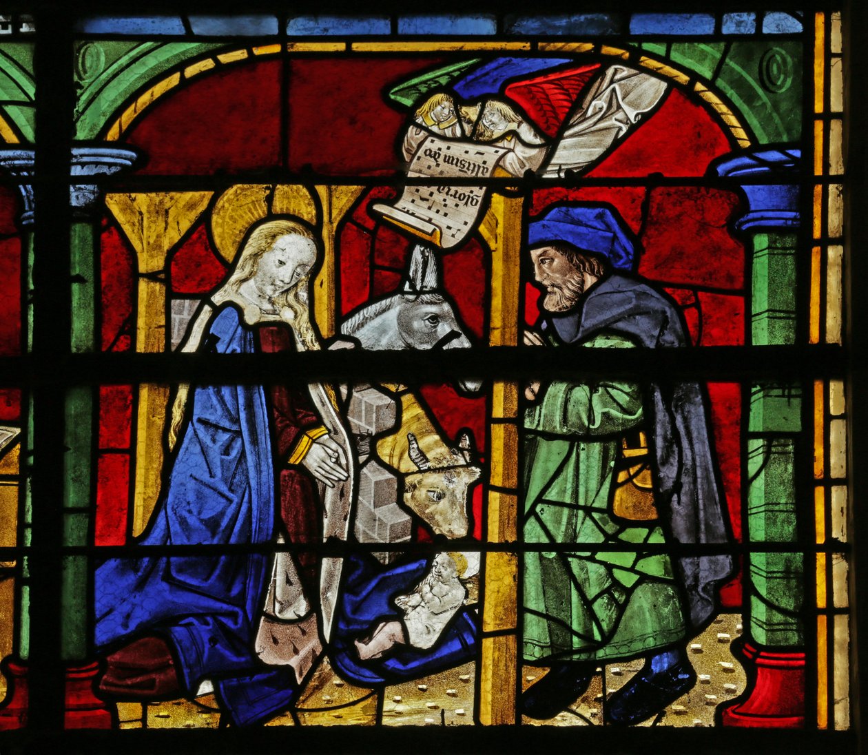 Vindue, der forestiller fødselaren, 1500-1900-tallet af French School