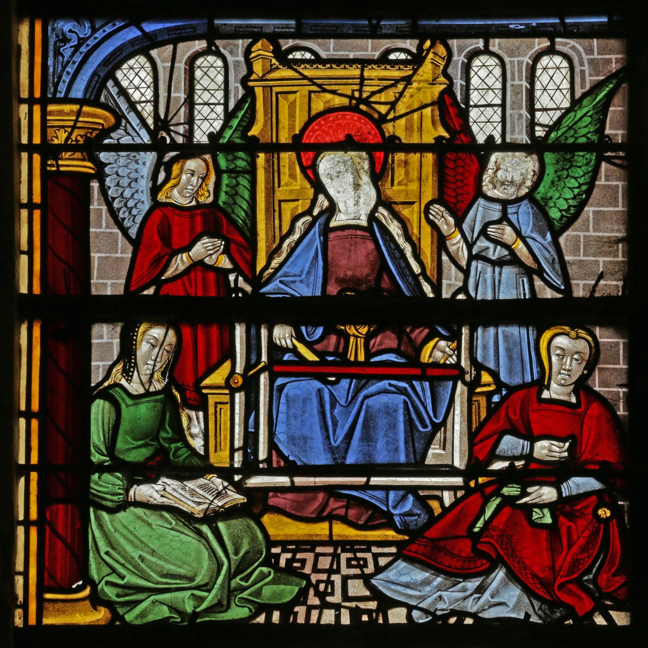 Vindue, der forestiller jomfruen i templet, 1500-1900-tallet af French School