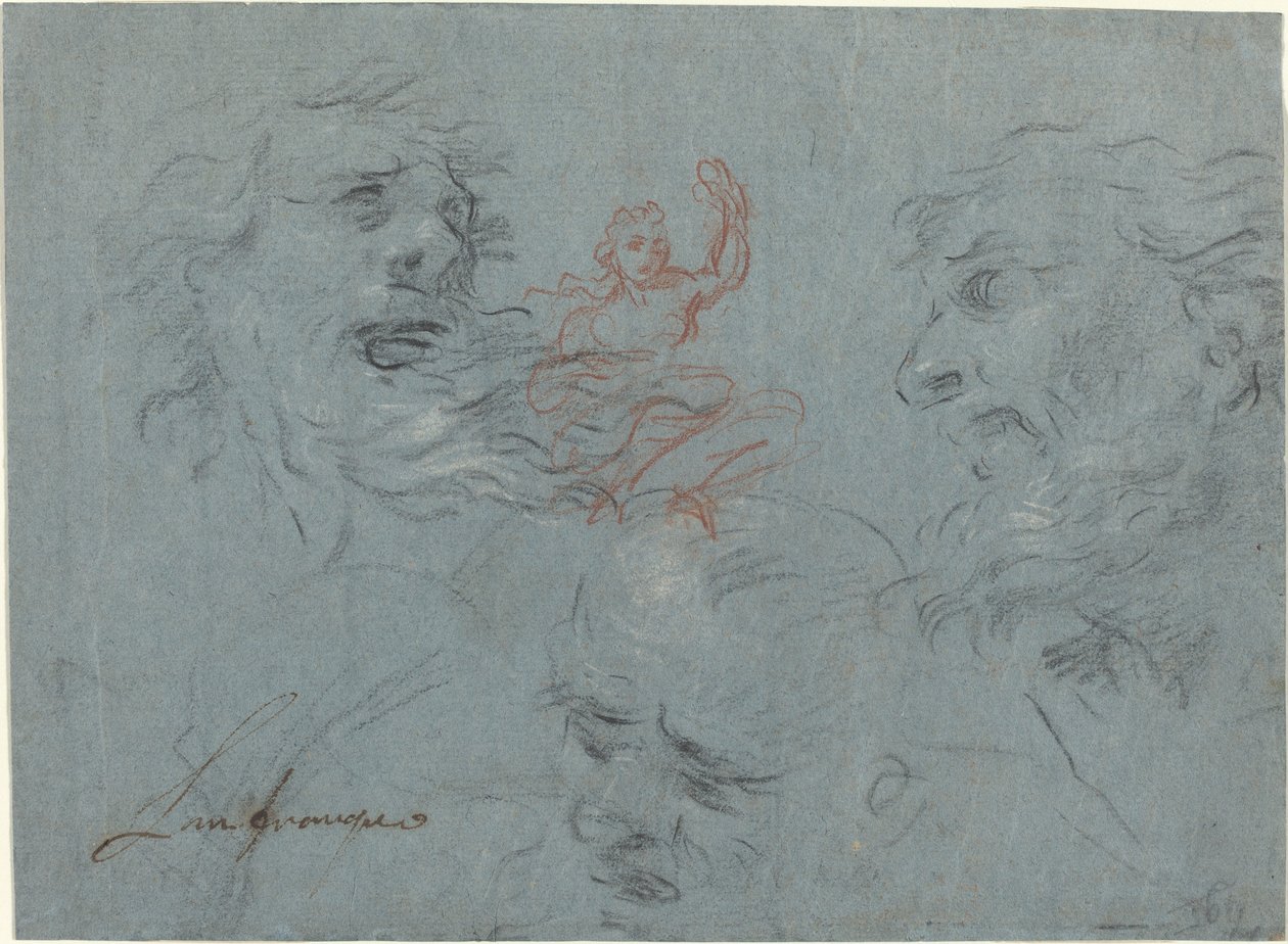 Studie af hoveder [recto] af French 17th Century