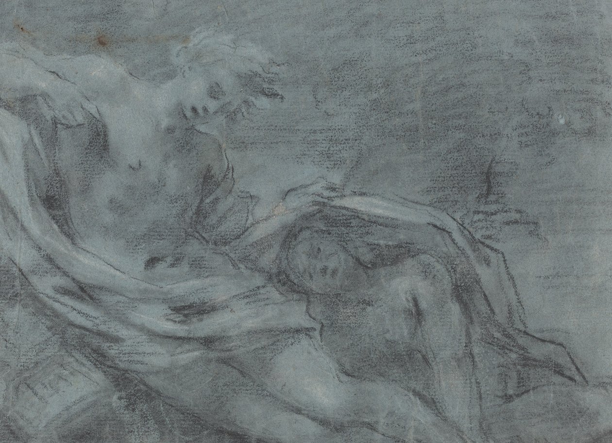 To liggende figurer [verso] af French 17th Century