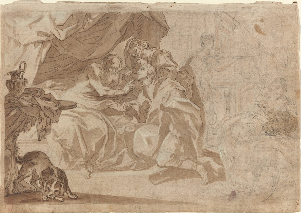 Jakob og Rebekka før Isak [recto] af French 18th Century