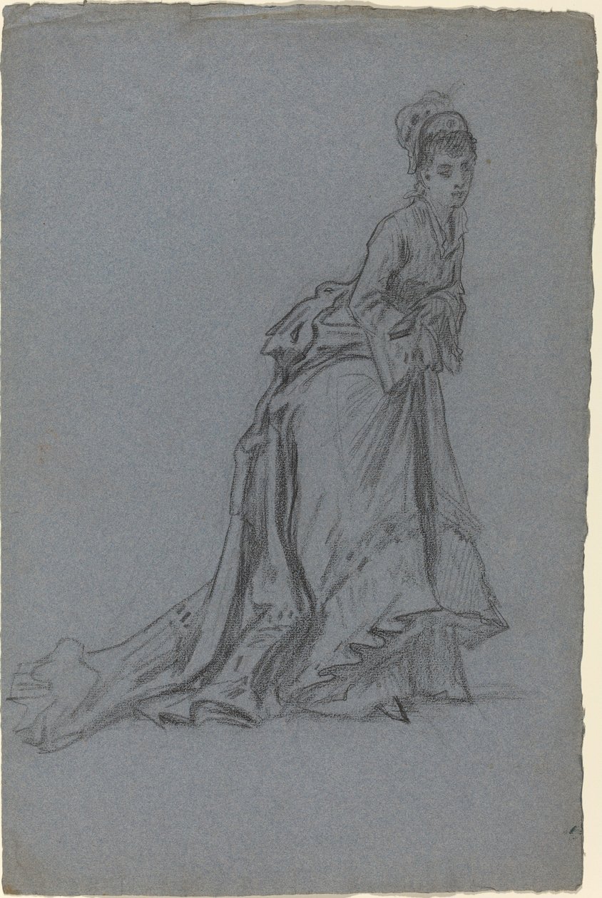 Moderigtig ung kvinde træder frem af French 19th Century
