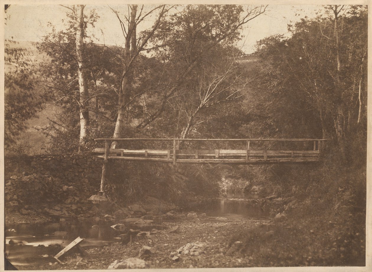 Landskab med træer og bro af French 19th Century