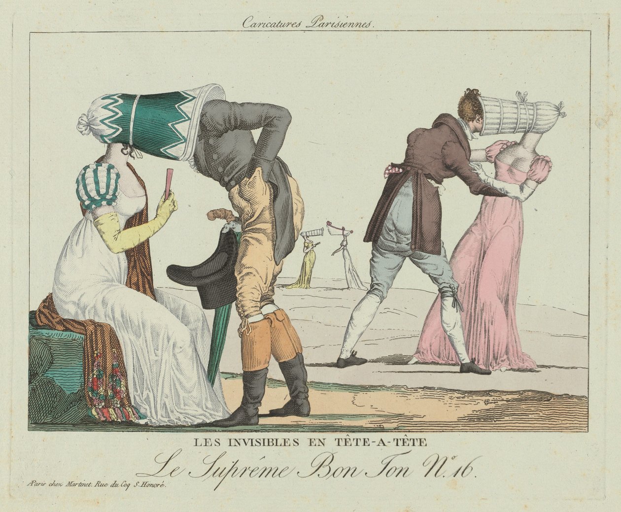 The Invisibles en-til-en (Tete-a-Tete med Poke Bonnets) af French 19th Century