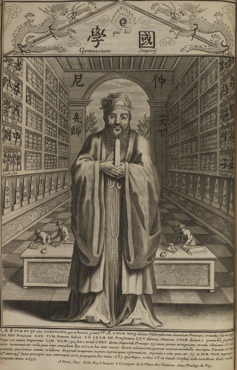 Portræt af den kinesiske tænker og socialfilosof Confucius 551 f.v.t. 479 f.v.t. af French Master